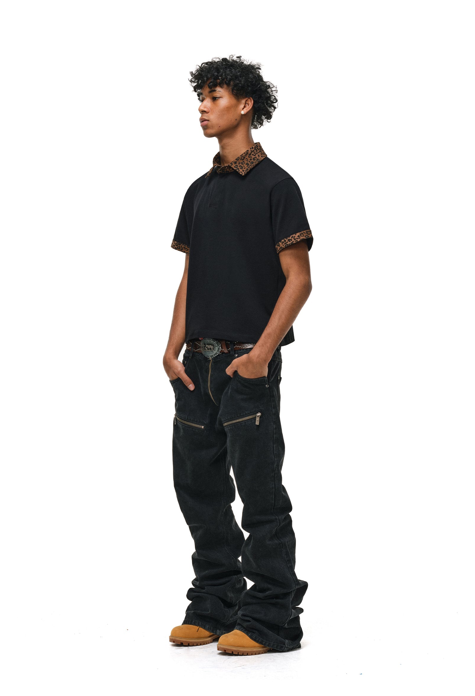 ANTIDOTE Leopard Patchwork Polo