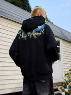 Harsh and Cruel Embroidered Pine Bird Hoodie