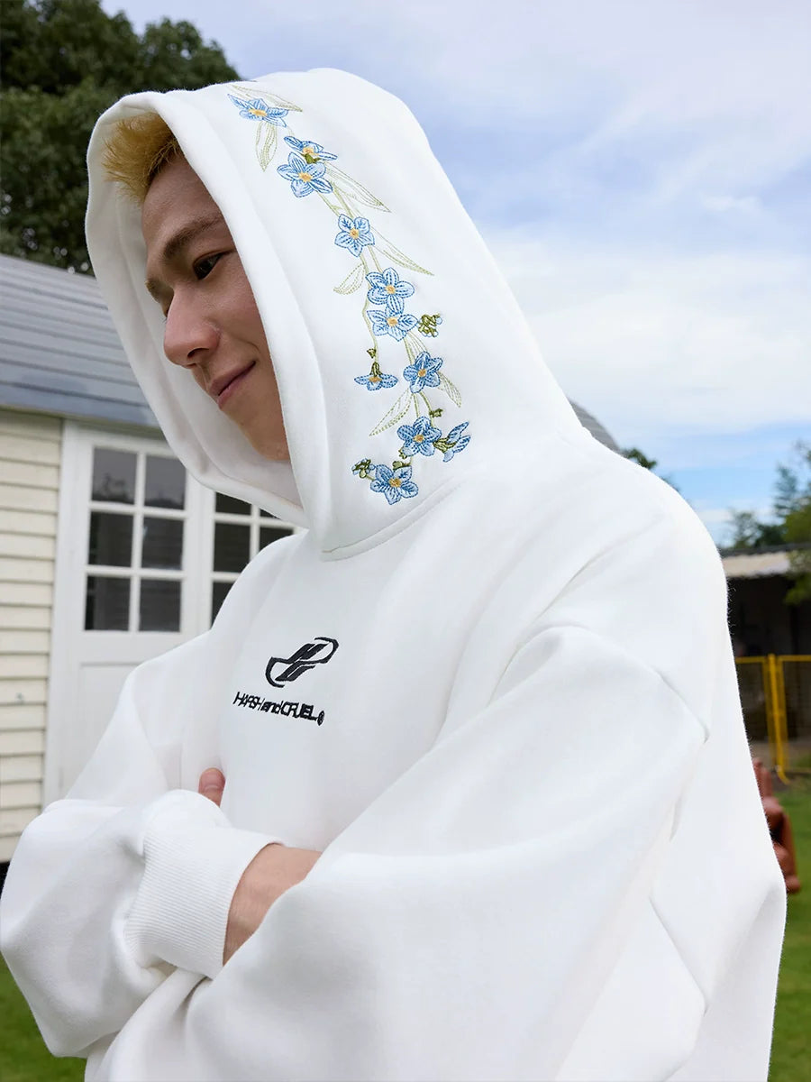 Harsh and Cruel Hood Floral Logo Embroidered Hoodie
