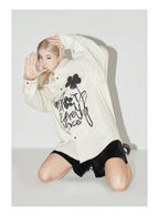 EMPTY REFERENCE Ink Graffiti Flower Print Long Sleeved Shirt