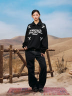 YADcrew Rope Knot Foam Print Embroidered Polo Sweatshirt