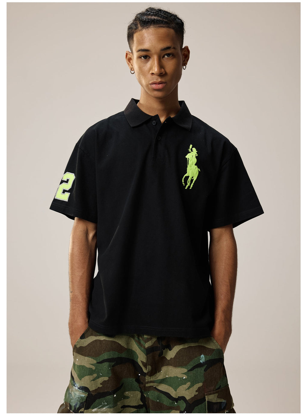 Remedy Cocktail Glass Girl Embroidery Polo Shirt