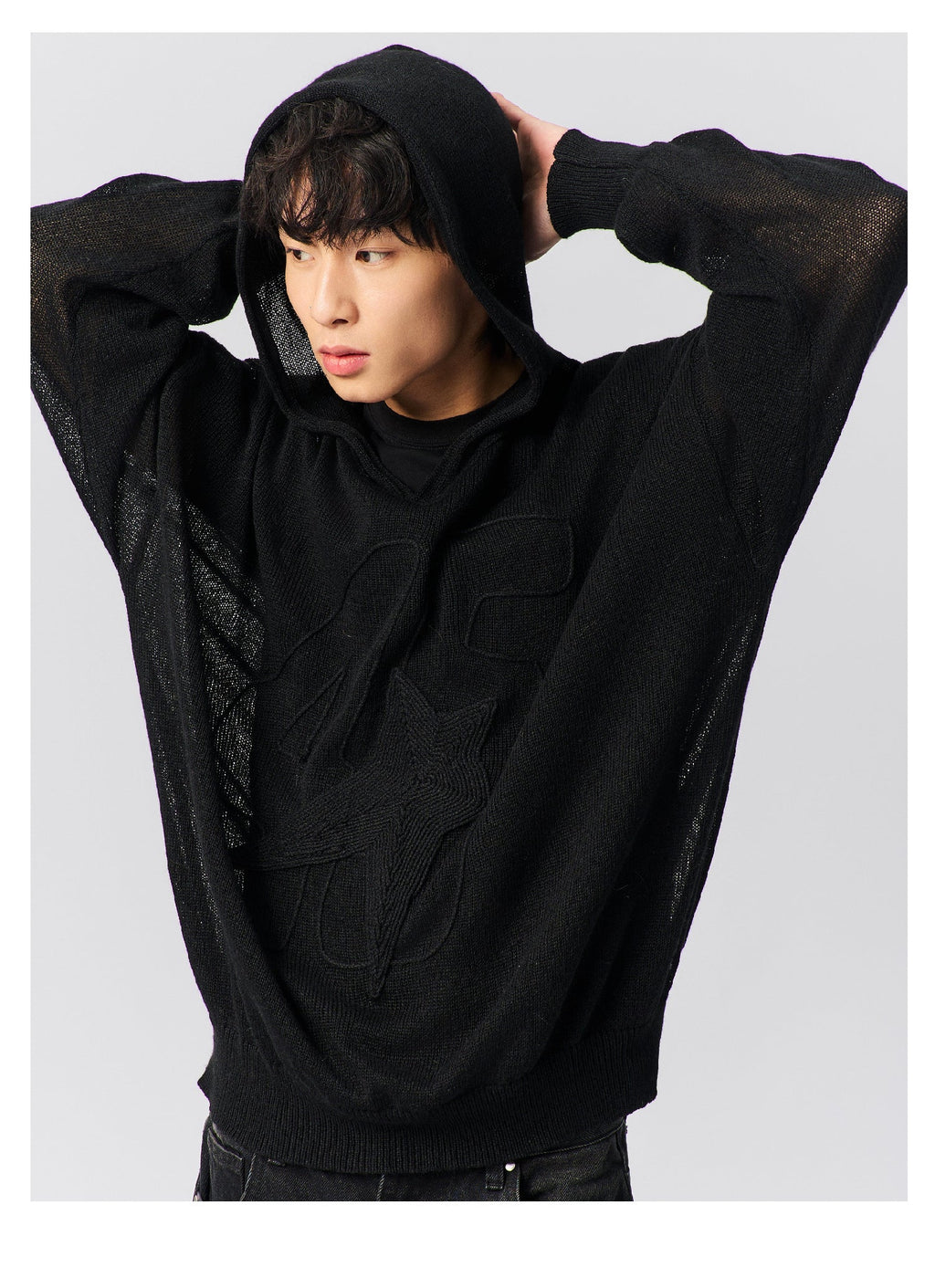 S45 Star Logo Mesh Knit Hoodie