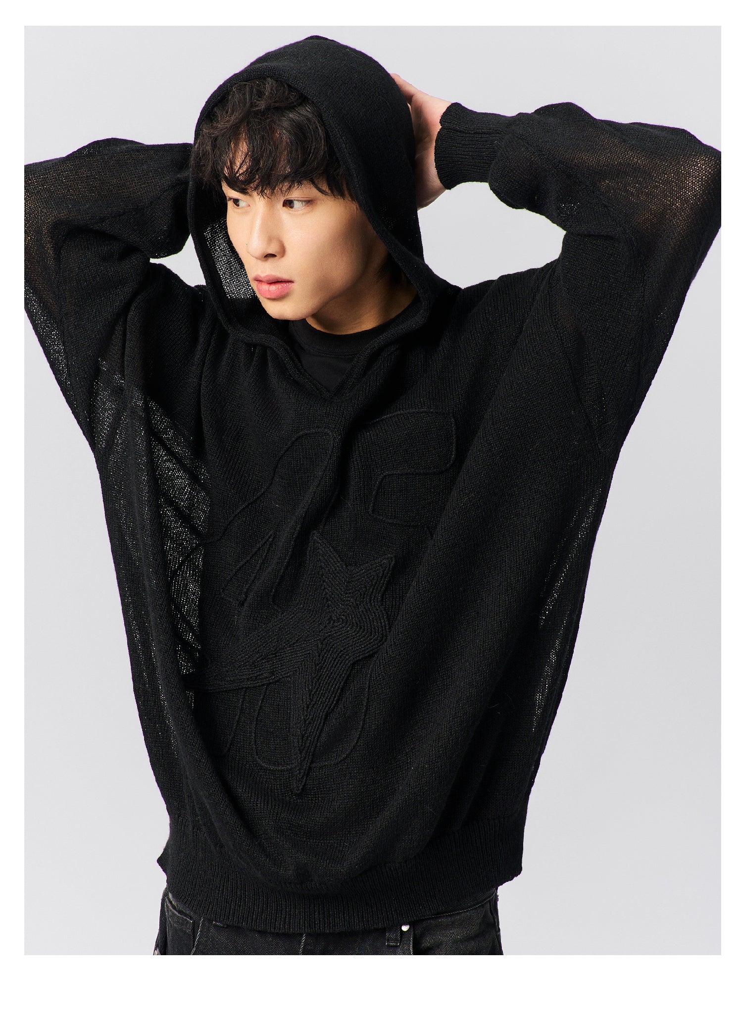 S45 Star Logo Mesh Knit Hoodie