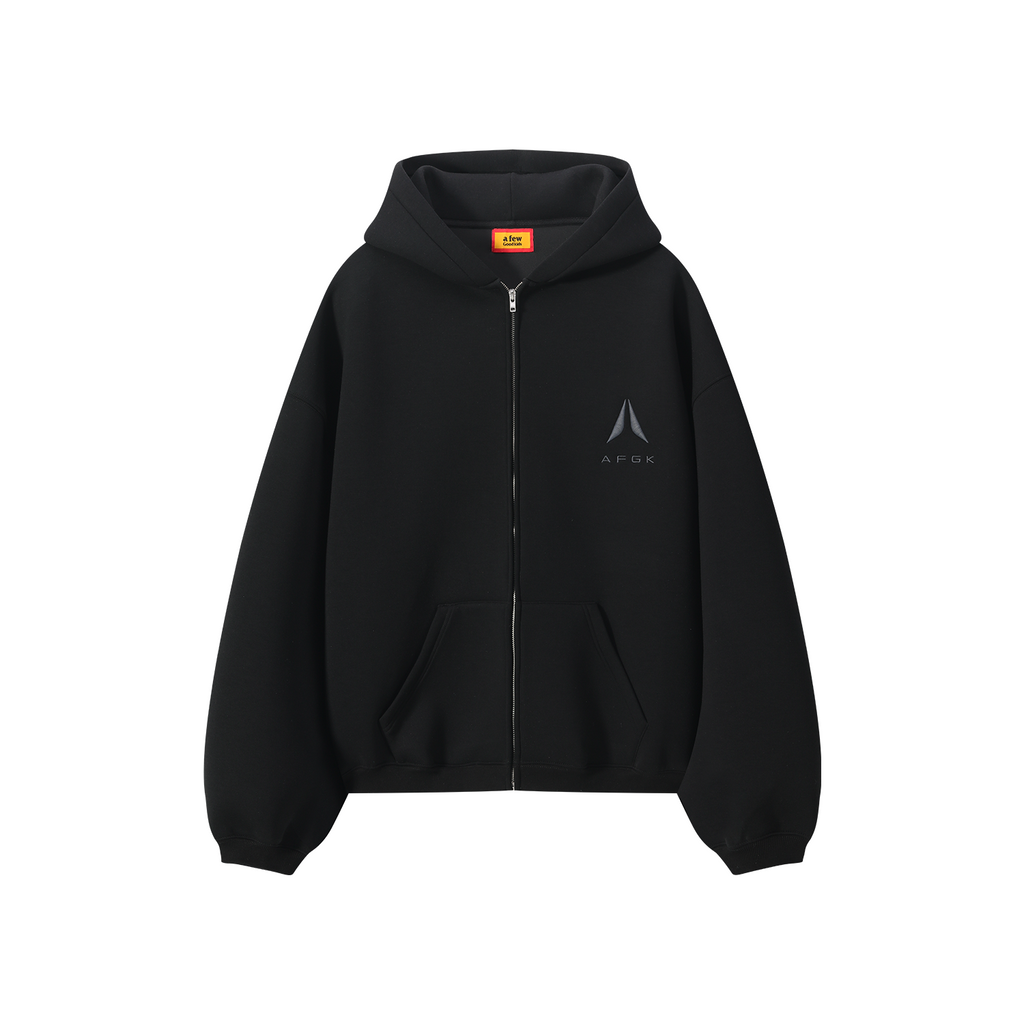 AFGK Air Layer Embroidered Oversized Zip-Up Hoodie