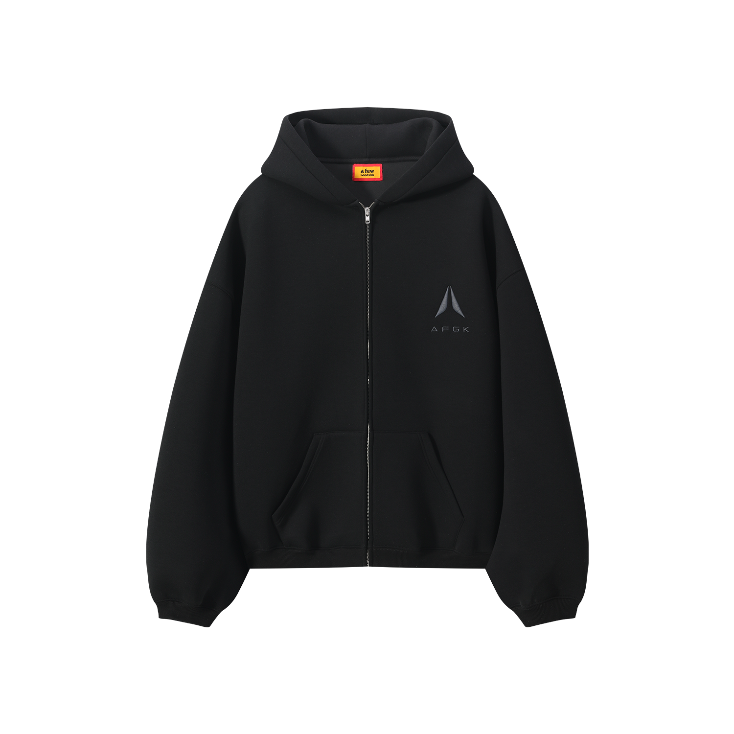 AFGK Air Layer Embroidered Oversized Zip-Up Hoodie