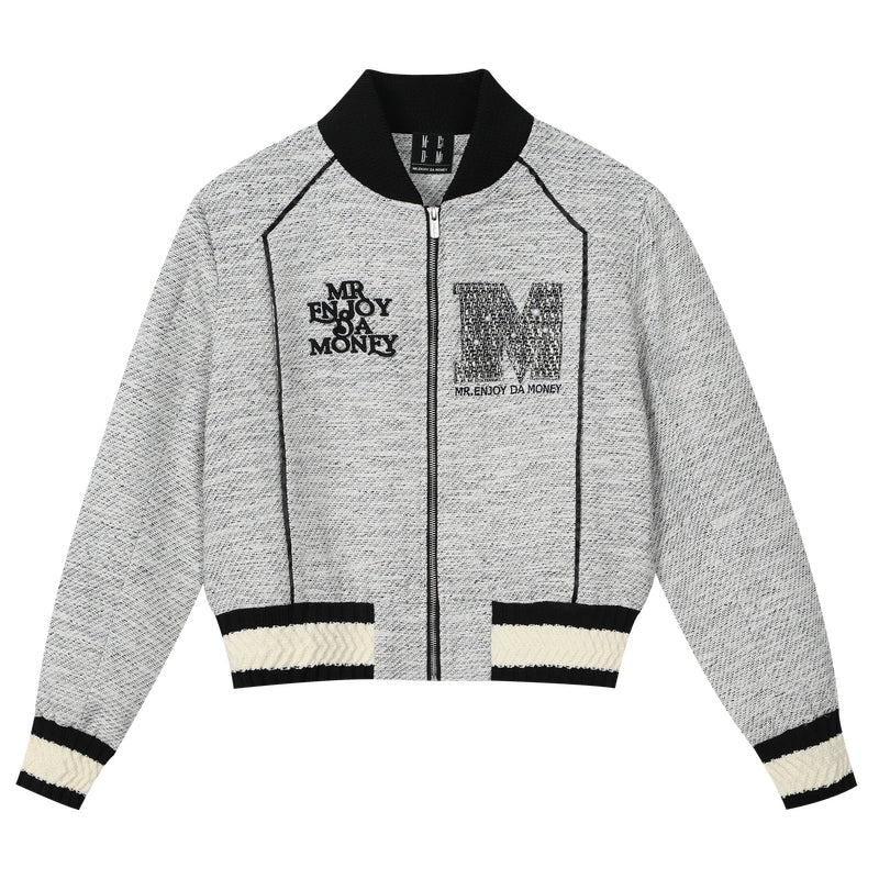 MEDM Pearl Tweed Short Varsity Jacket
