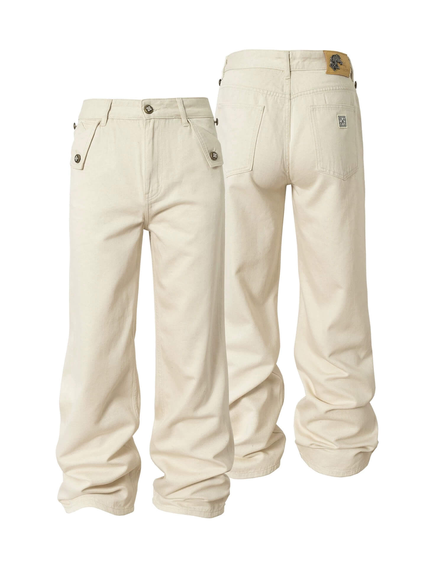 YADcrew Fold Over Button Flap Pocket Washed Jeans