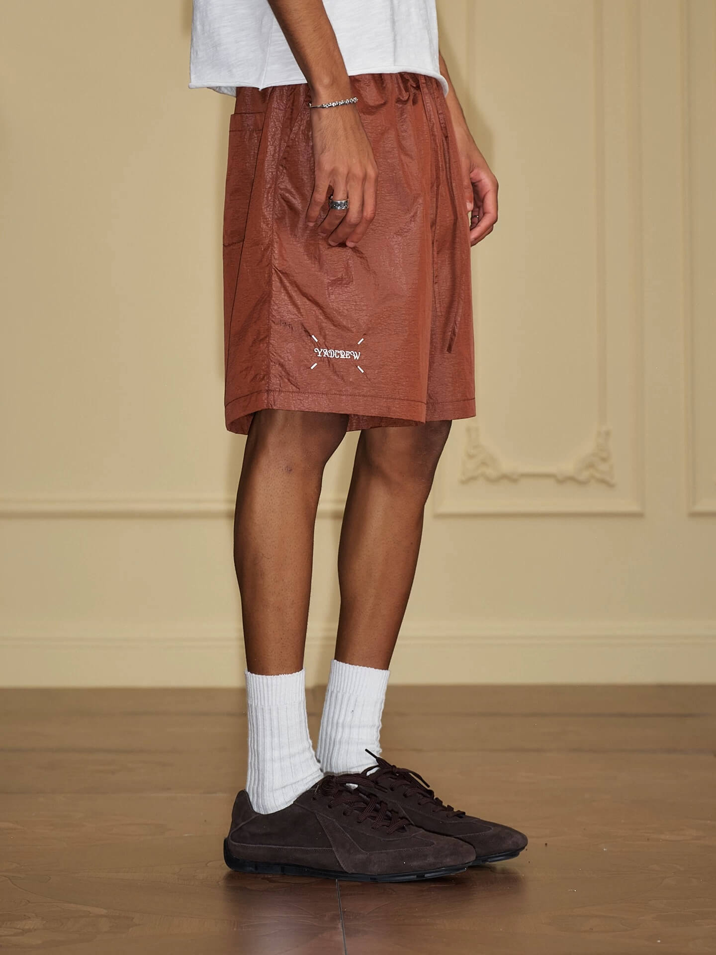 YADcrew Metallic Nylon Quick Dry Shorts