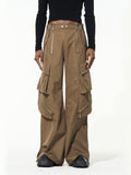 BLIND NO PLAN Multi Zipper Patchwork Work Cargo Pants