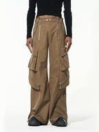 BLIND NO PLAN Multi Zipper Patchwork Work Cargo Pants