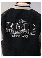 Remedy RMD Pearl Embroidered Leather Varsity Jacket