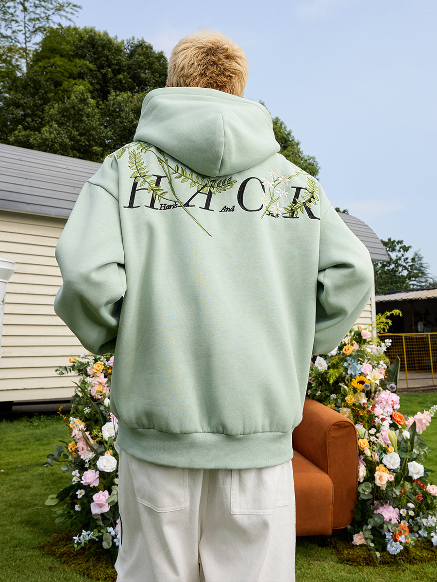 Harsh and Cruel Floral Garland Embroidered Text HACR Hoodie