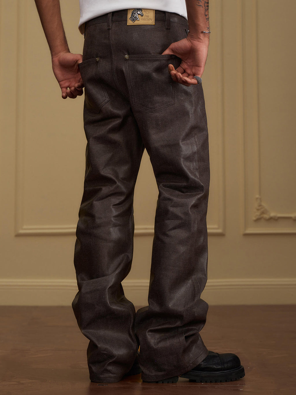 YADcrew Five Button Waxed Denim Jeans