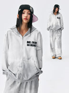 MEDM Washed Star All Over Print Zip Up Hoodie