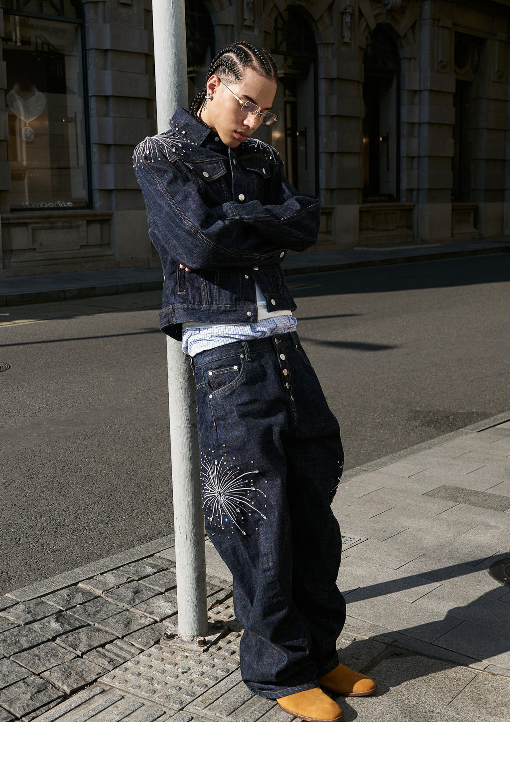STEEPC Fireworks Rhinestone Denim Jacket