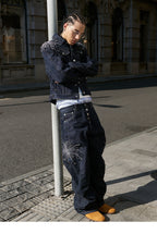 STEEPC Fireworks Rhinestone Denim Jacket