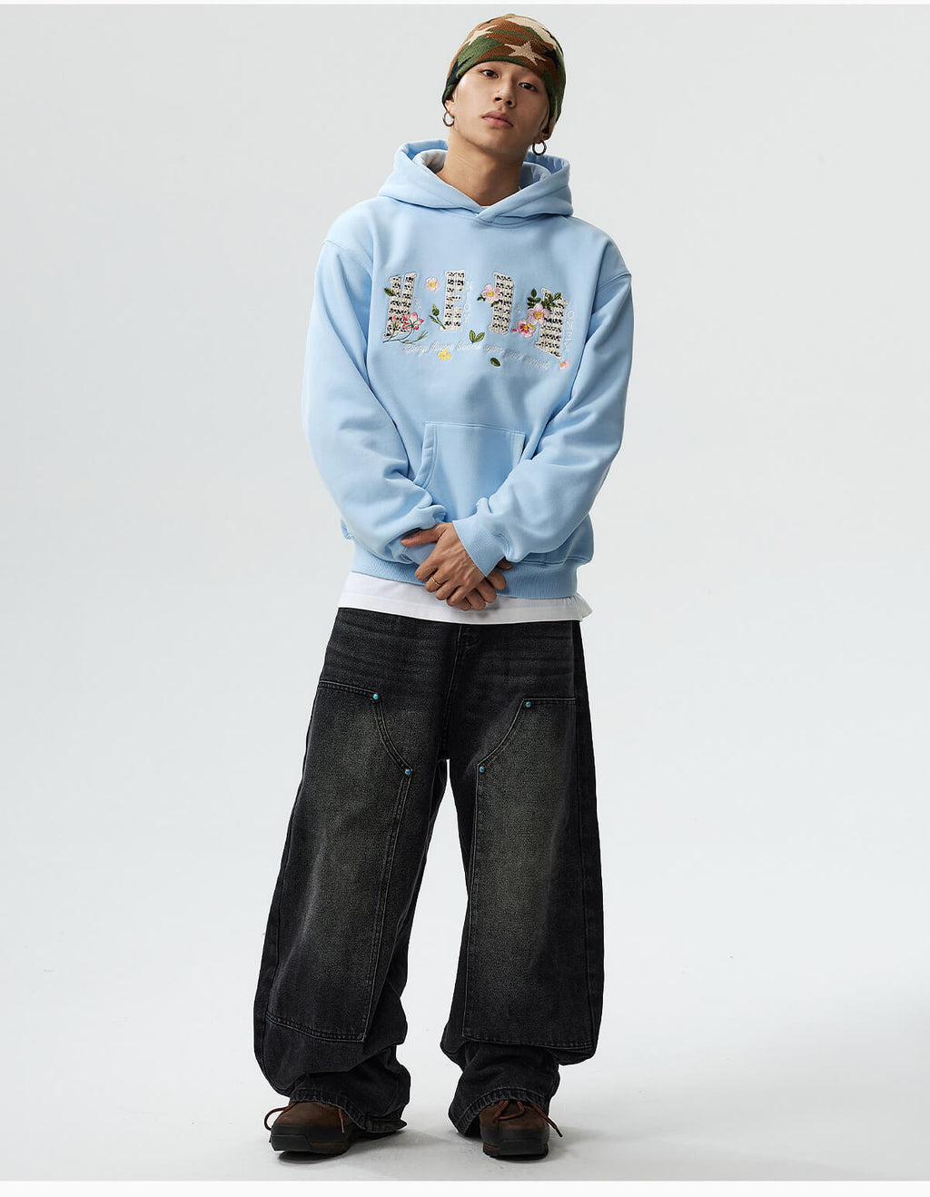 MEDM Mini Patchwork Floral Embroidered Hoodie