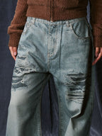 1807 Digital Denim Print Baggy Jeans