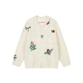 Achock Flower & Bee Embroidery Knit Cardigan