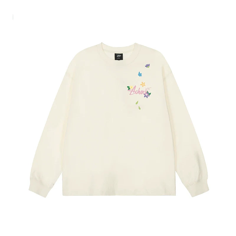 Achock Small Flower Logo Print Long Sleeve Tee