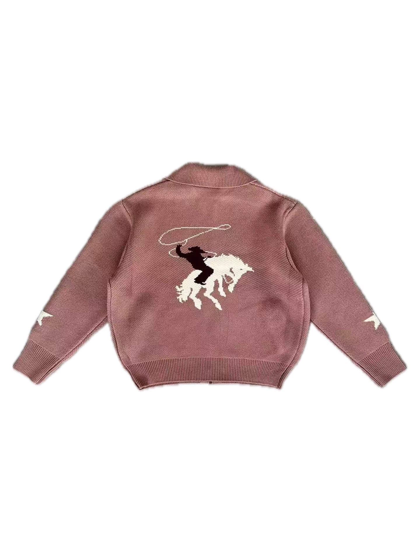 LIBERAFIT Cowboy Star Jacquard Zip Up Cowichan Cardigan