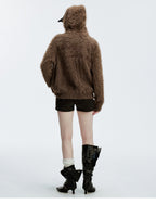 MEDM Mohair Hooded Zip Up Jacket