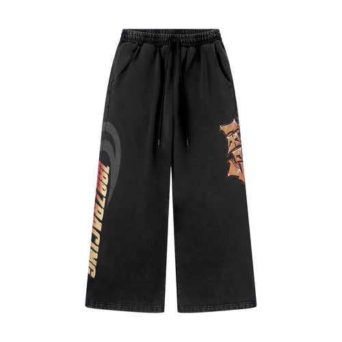 1807 Racing Graffiti Print Washed Baggy Sweatpants