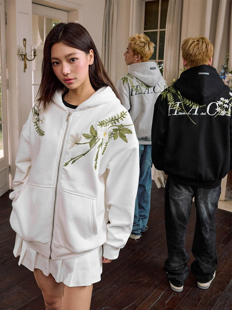 Harsh and Cruel Floral Garland Wreath Embroidered Hoodie