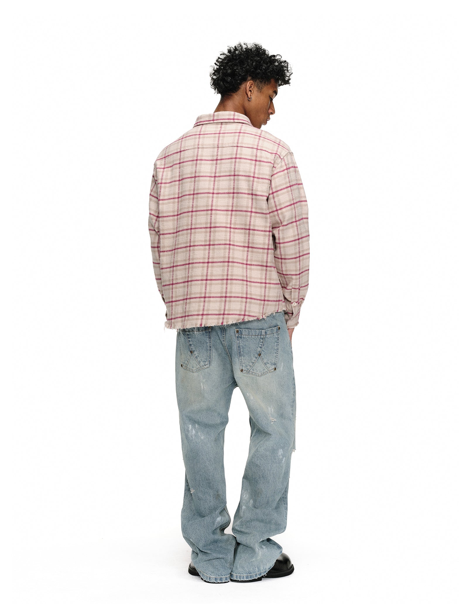 ANTIDOTE Destroyed Plaid Long-Sleeve Shirt