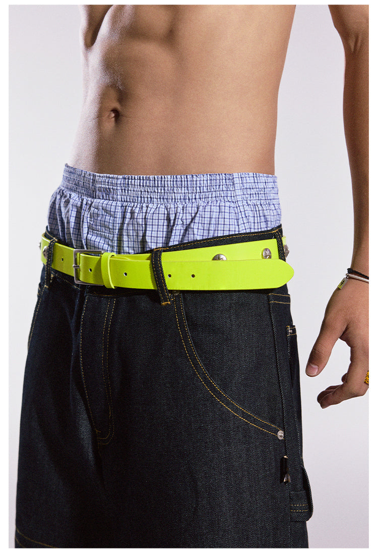 Remedy Neon Metal Studded Leather Belt