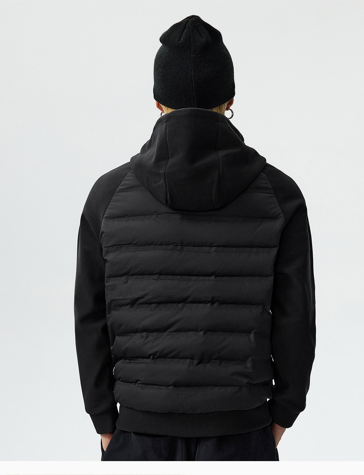 MEDM Patchwork Raglan Sleeve Lightweight Hooded Down Jacket
