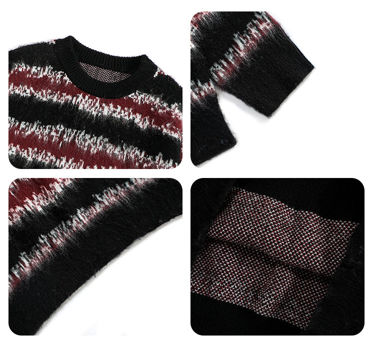 F3F Select Gradient Striped Fuzzy Knit Sweater