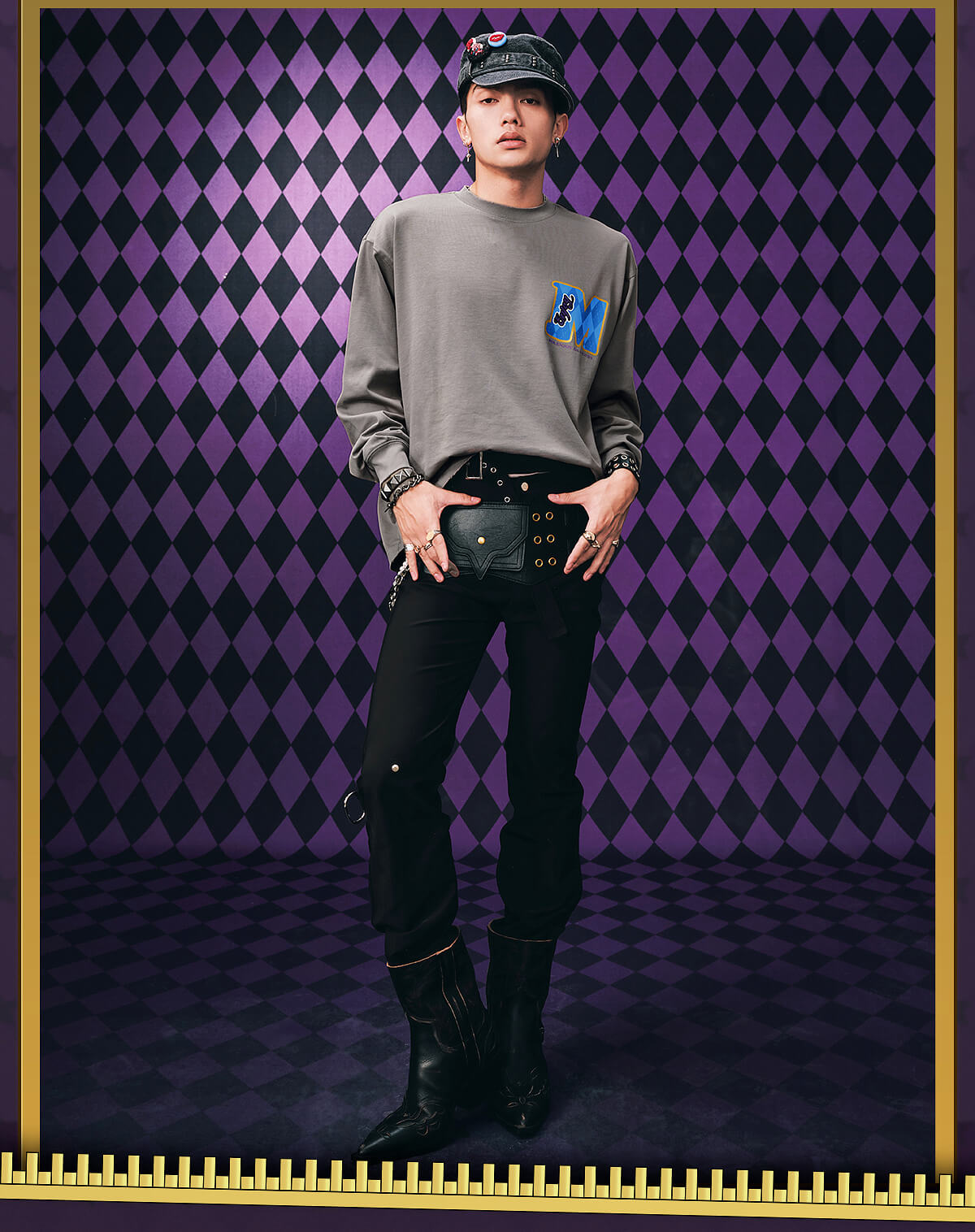 MEDM × JOJO Washed Distressed Character Print Long Sleeve Tee
