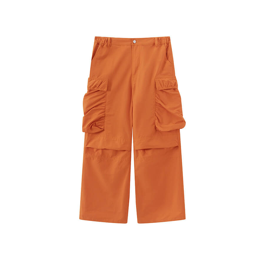 LIBERAFIT Dyed Nylon Pleated Flap Pocket Baggy Cargo Pants