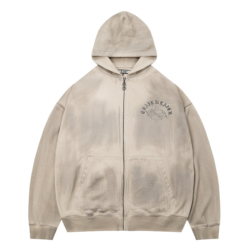 YADcrew x BIPOLAR Mud Dyed Vintage Zipper Hoodie