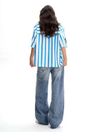 F3F Select Striped Mesh Star Print V Neck Short Sleeve Soccer Jersey