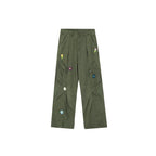 Achock Washed Multi Pocket Flower Embroidery Work Cargo Pants