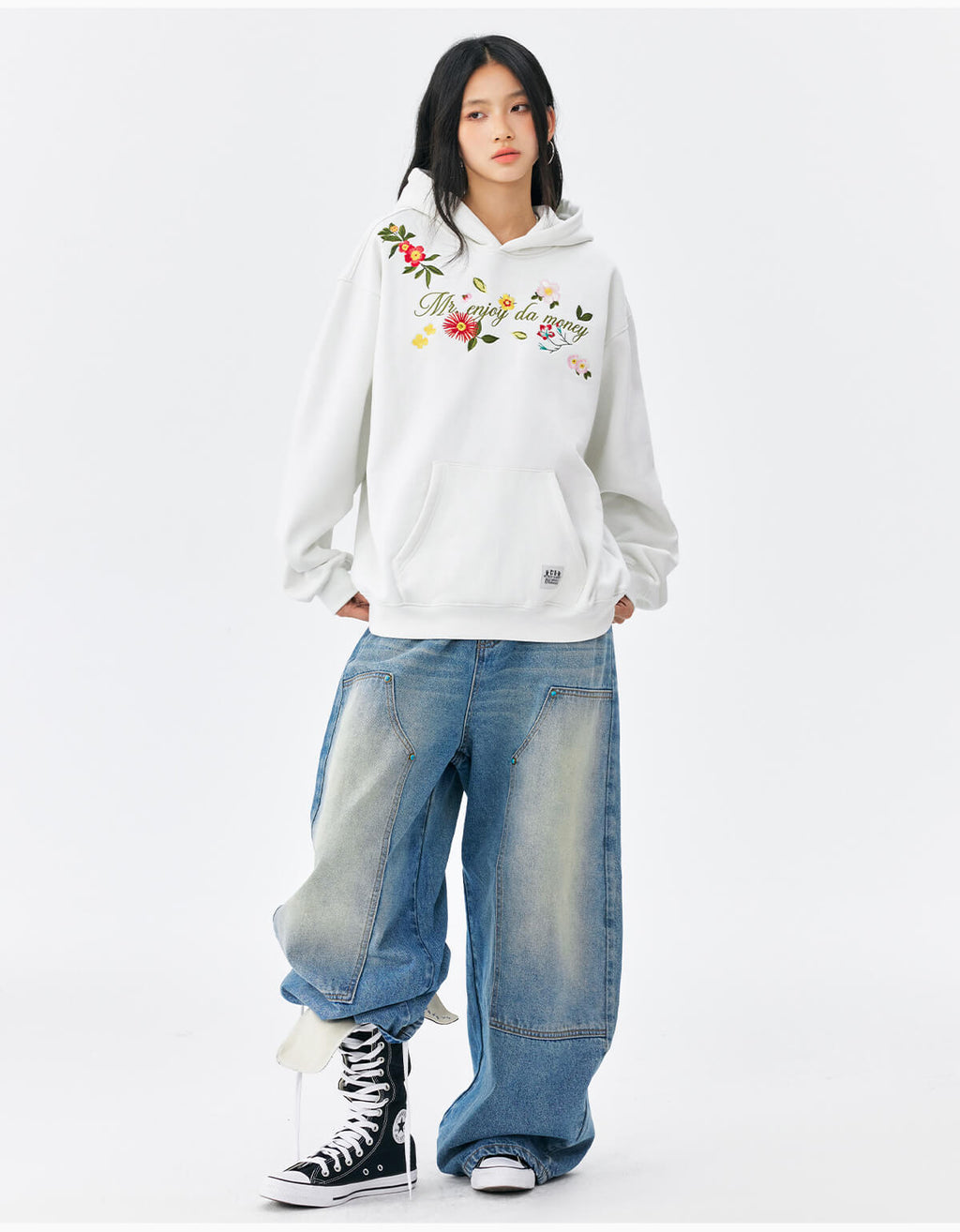 MEDM Colorful Floral Embroidered Hoodie