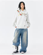 MEDM Colorful Floral Embroidered Hoodie