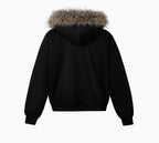 MEDM Faux Fur Lined Hooded Fur Zip Up Jacket