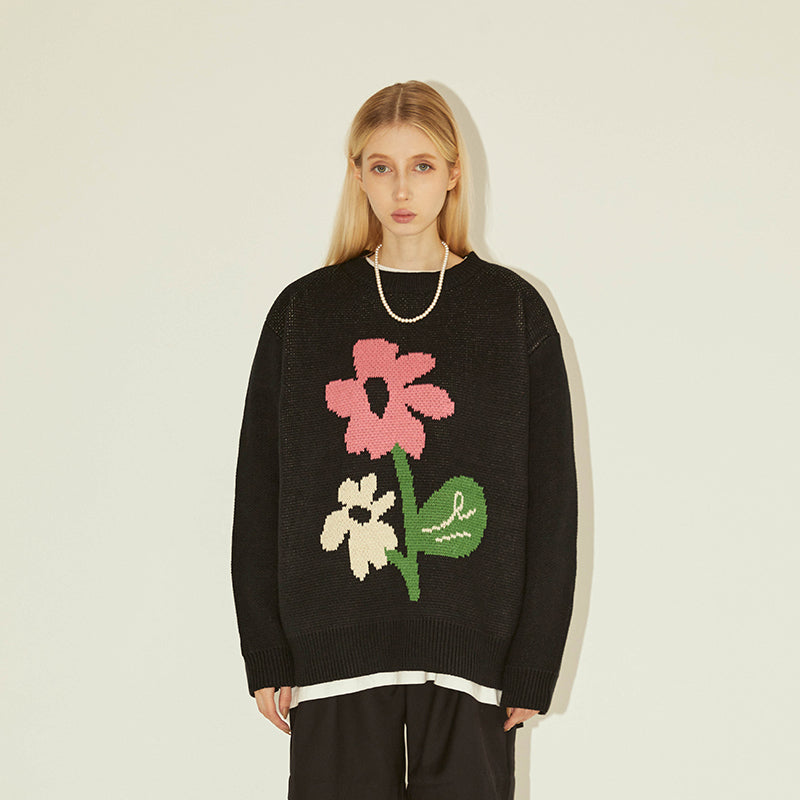 EMPTY REFERENCE Flower Knit Sweater