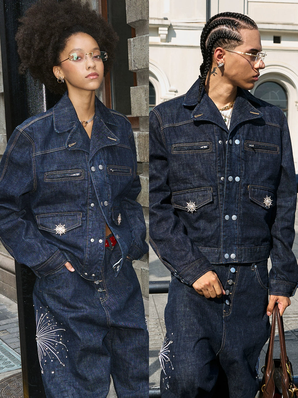 STEEPC Double Breasted Denim Jacket