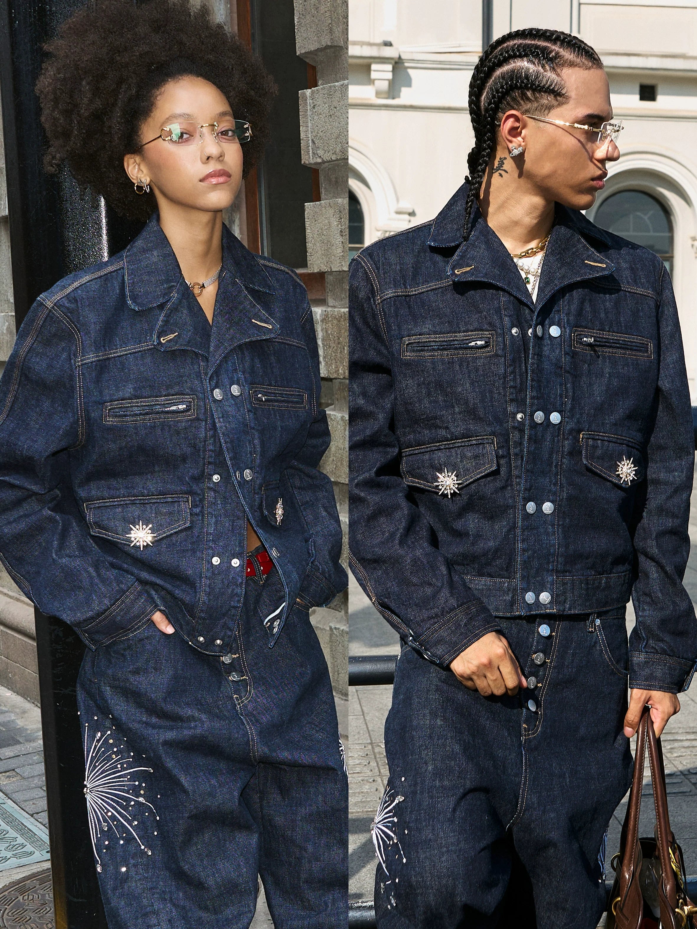 STEEPC Double Breasted Denim Jacket