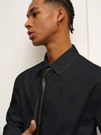 YADcrew Embroidered Lapel Button Up Long Sleeve Shirt