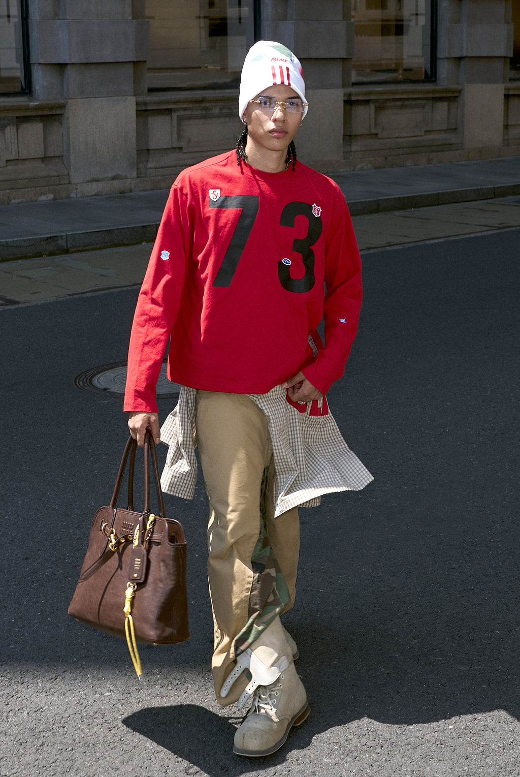 STEEPC Number Print Small Patch Long Sleeve Tee