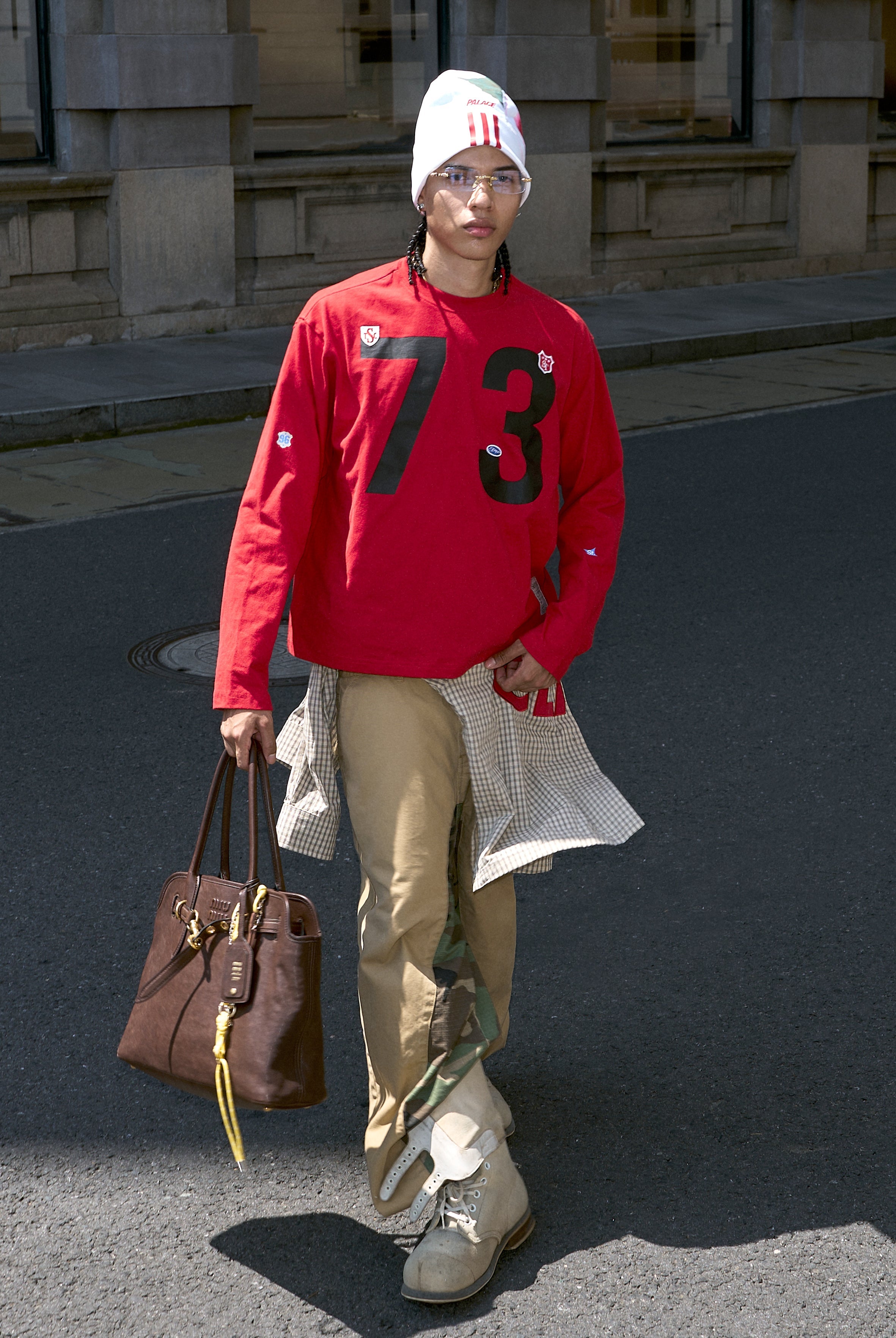 STEEPC Number Print Small Patch Long Sleeve Tee