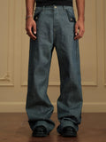 YADcrew Fold Over Leather Patch Pocket Jeans