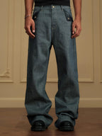YADcrew Fold Over Leather Patch Pocket Jeans