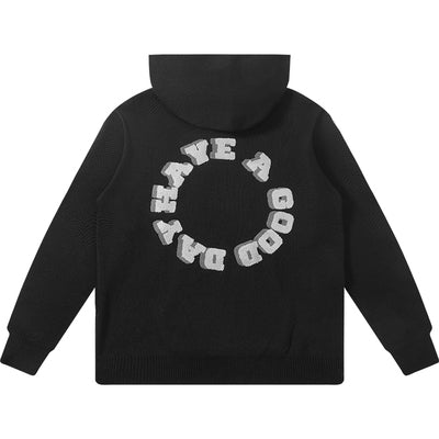 Harsh and Cruel Circular 3D LOGO Hoodie Knit Sweater